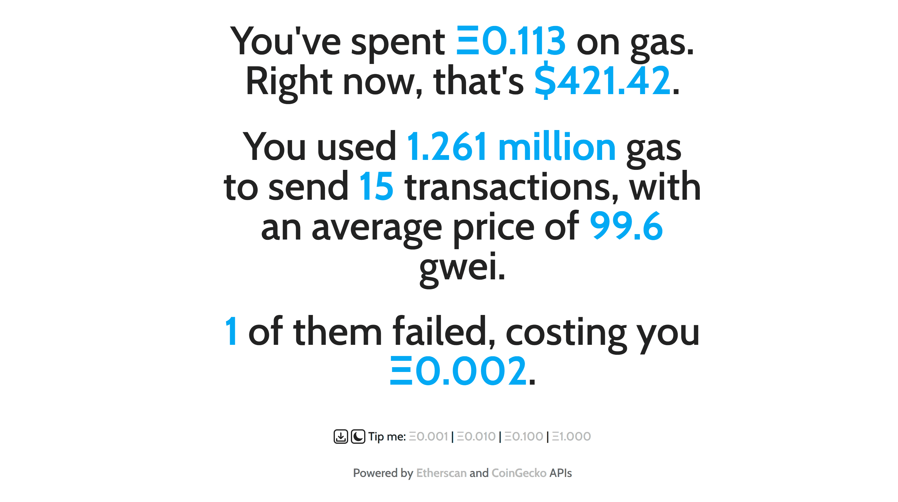 fees.wtf 网页显示信息