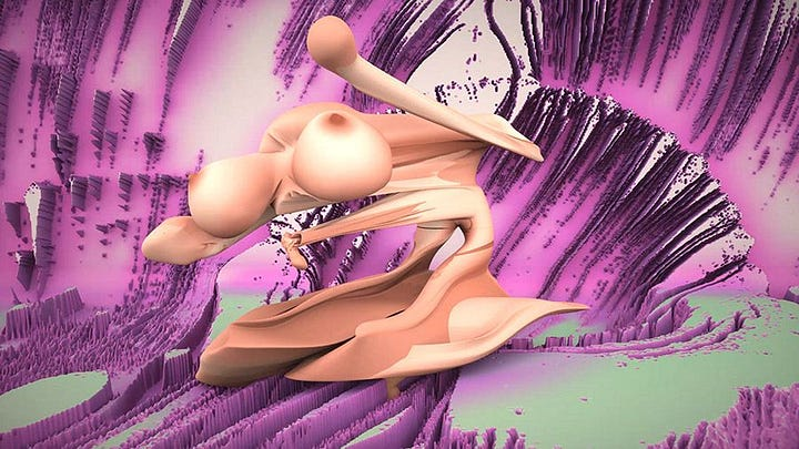 Non-Binary Nude Gltich Marjan Moghaddam 3dCG Animation The 2017 Wrong Digital Art Biennial Post Identity Pavillion
