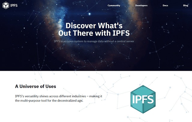 IPFS website’s main page