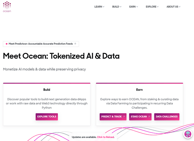 Ocean Protocol website’s main page