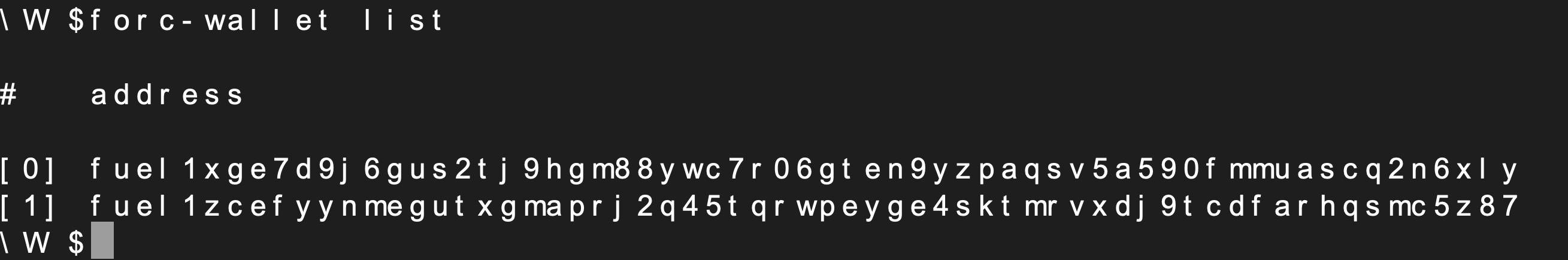 List of wallet addresses