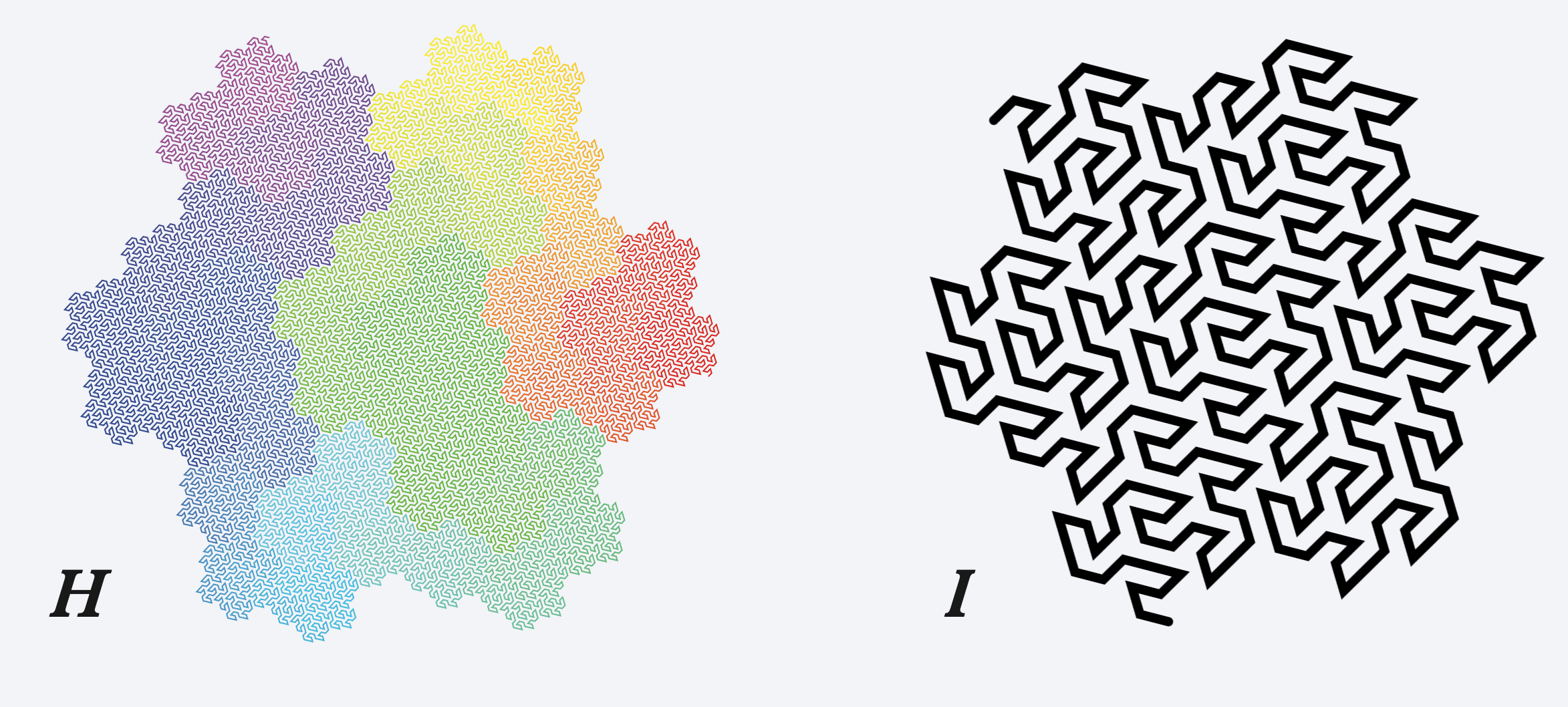 The beauty of the Gosper Curve, which at its boundaries creates the Gosper Island.