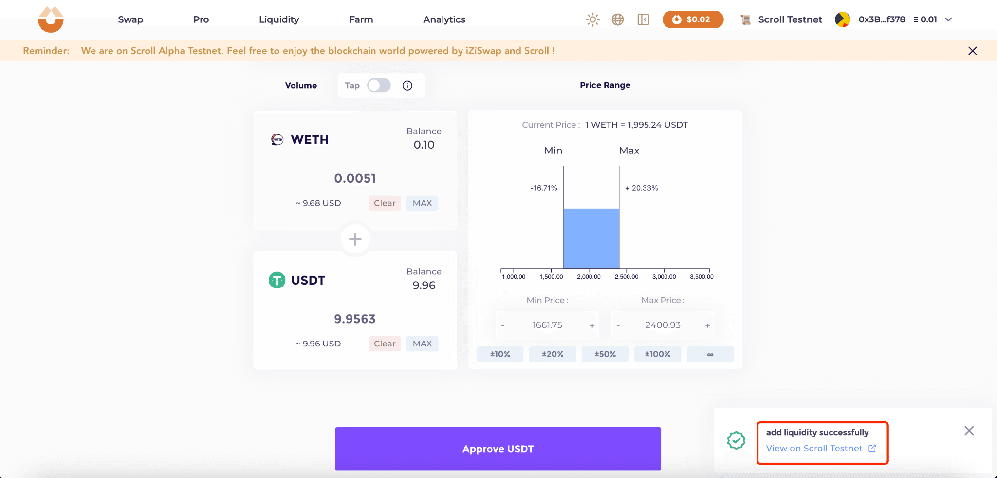 iZiSwap Scroll Testnet tutorial — Take it iZi