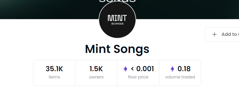 Mint Songs public collection on the Polygon network.