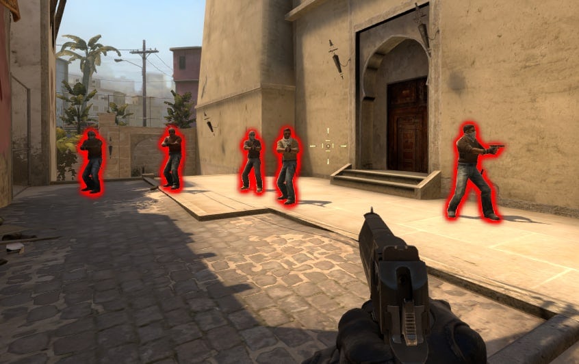 A player with an aimbot prepares to wipe out a team in CS:GO