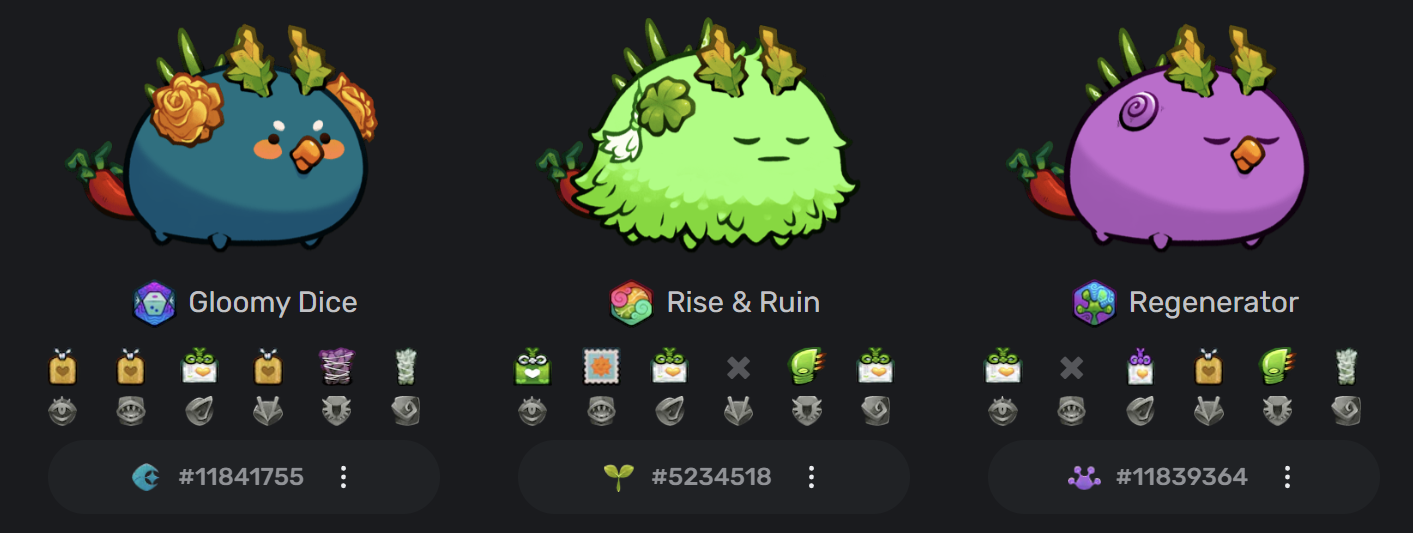Example of a Hot Butt team (screenshot from axies.io)