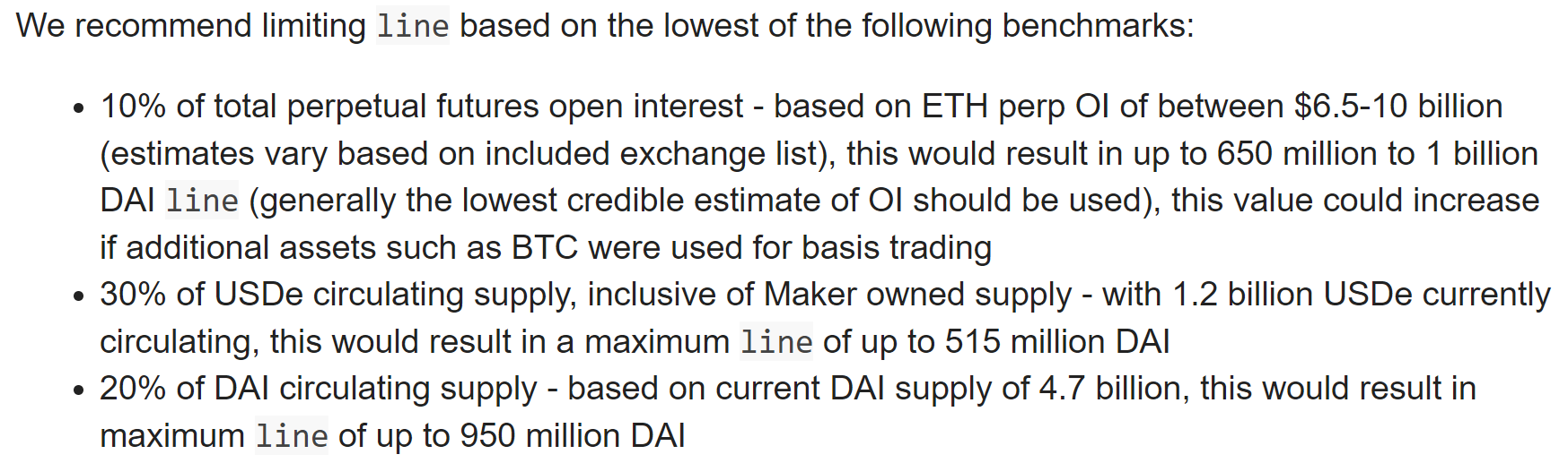Excerpt of BA Labs' recommendation in the Risk Assessment - USDe Morpho Lending Integration post on the MakerDAO forum