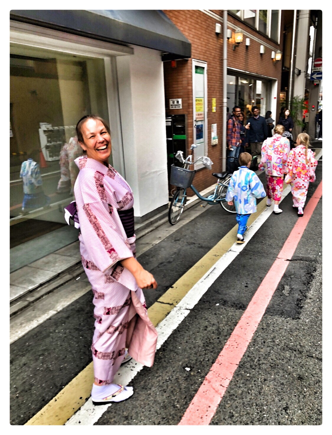 the family in Kimono in Kyoto
