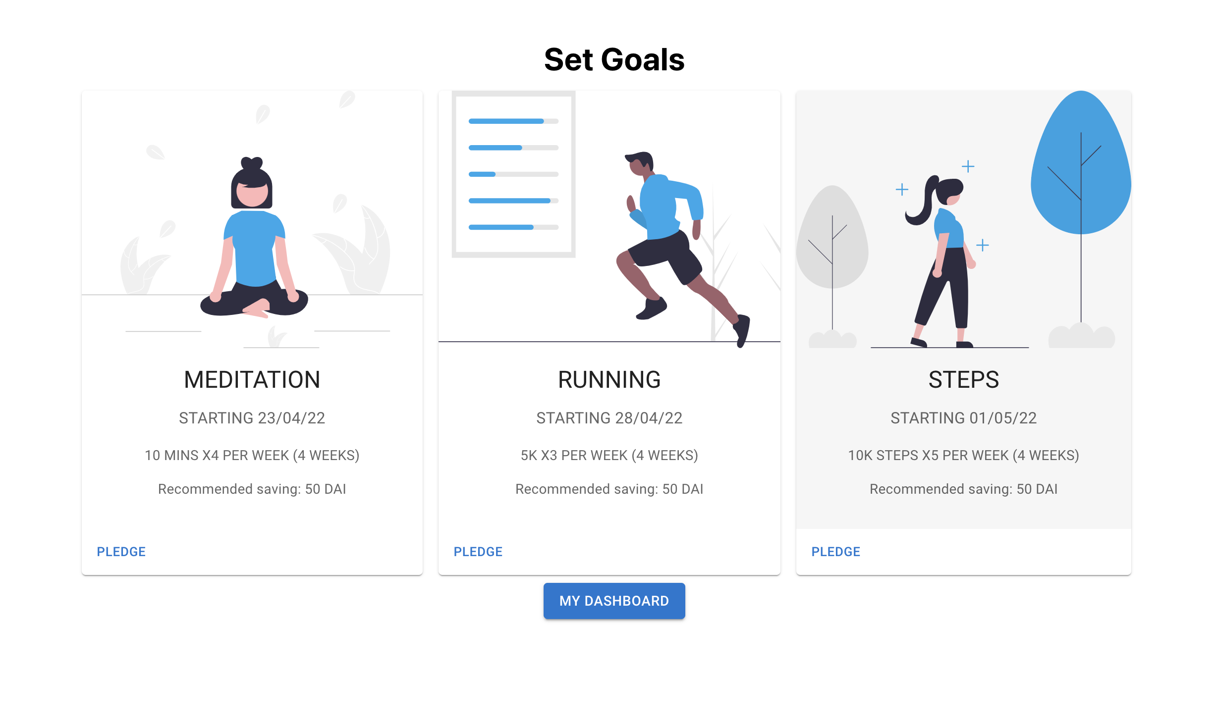 The Set Goals Page