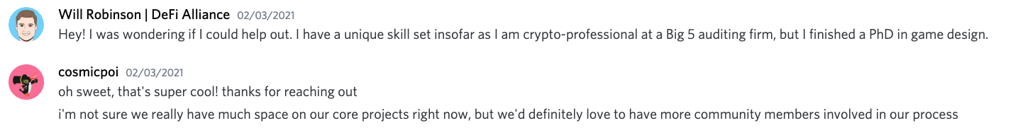 This is me asking Alan Luo, Dark Forest co-founder, for a job and getting promptly rejected. 