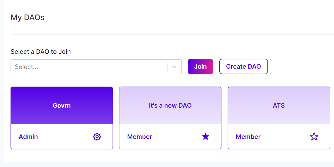 Whether you're core team or a new member, you can interact with all your DAOs in one place
