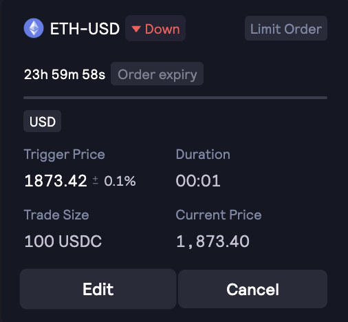 Edit & Cancel Features for Limit Orders