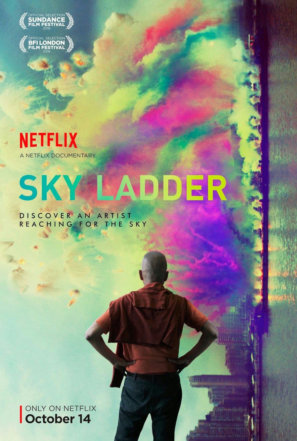 《天梯》海报，纪录片由奥斯卡奖得主凯文·克唐纳（Kevin Macdonald）导演、网飞（ Netflix）制作，以七种语言在全发行