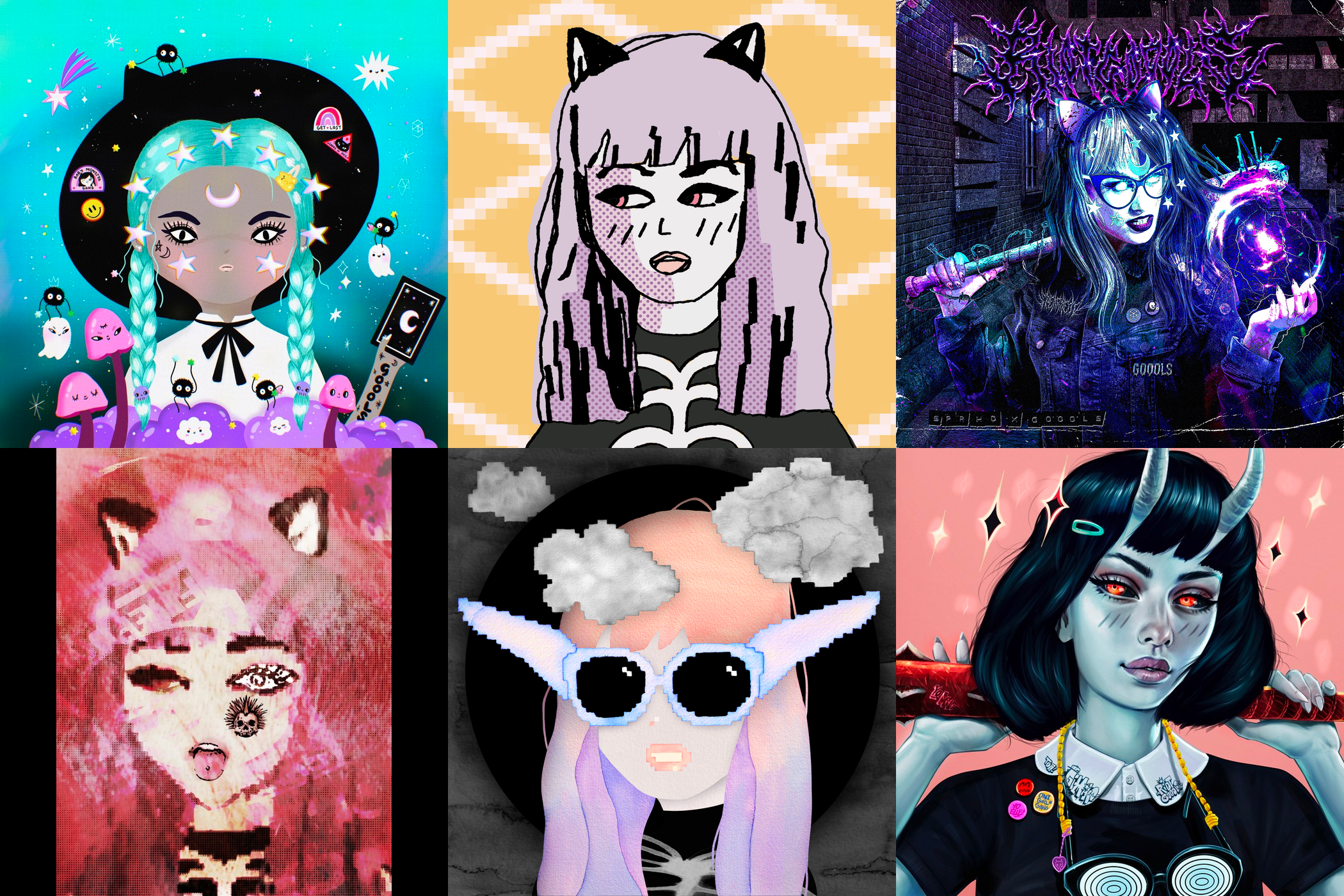 Just some of the beautiful goool inspired art I've managed to buy this year by Cosmic Friend, Koofraa, Spearhead, Chronic Dispositions, Kay Wren, and Gimiks Born