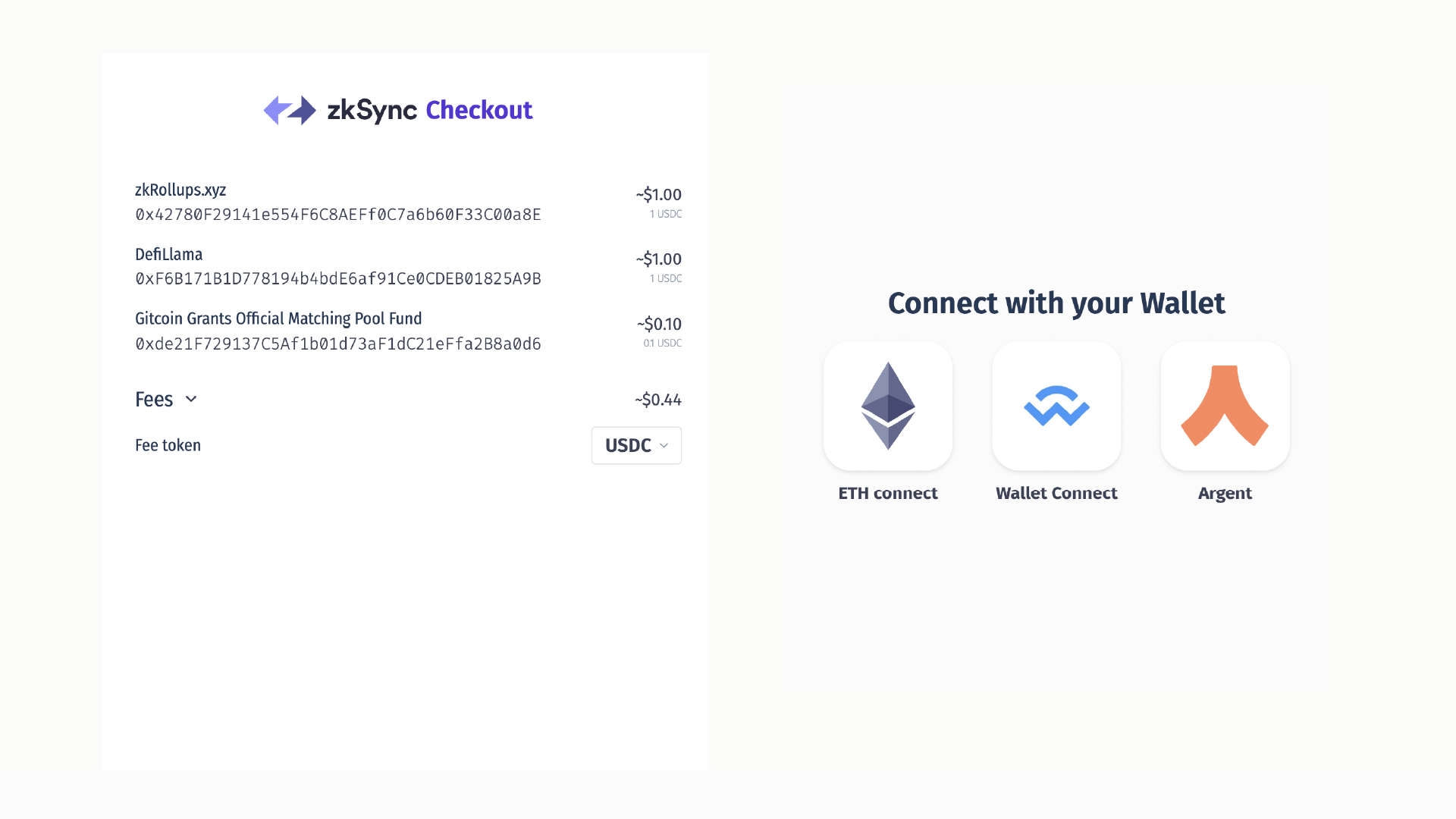 Connect Wallet to zkCheckout