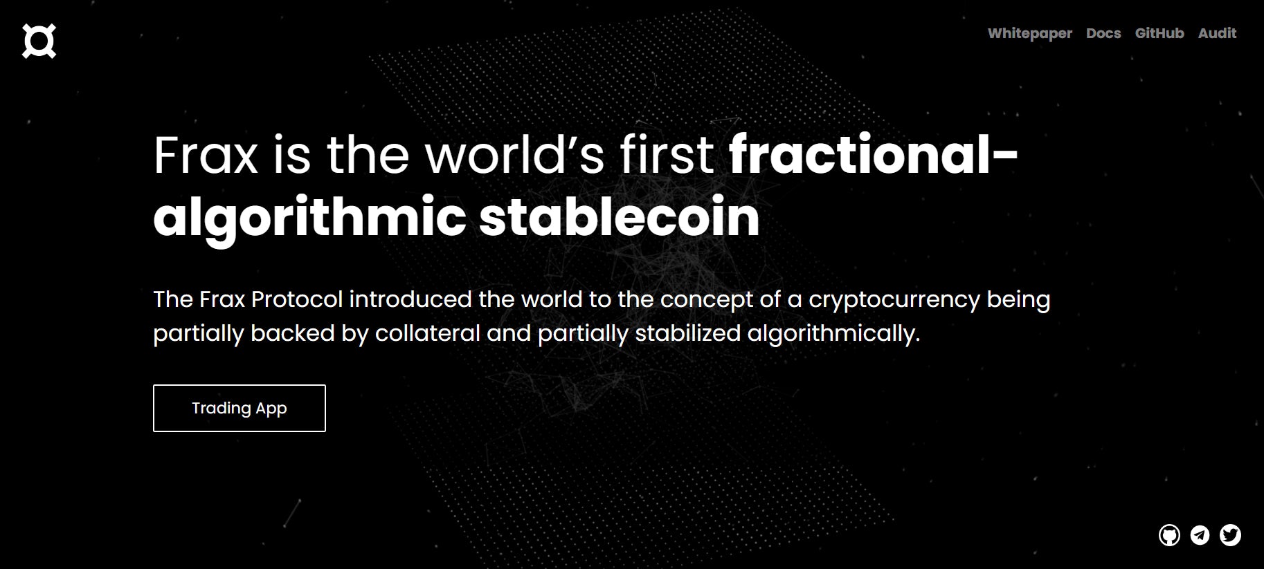 As Frax Finance’s website clearly states, FRAX is partially backed bycollateral and partially stabilised algorithmically.
