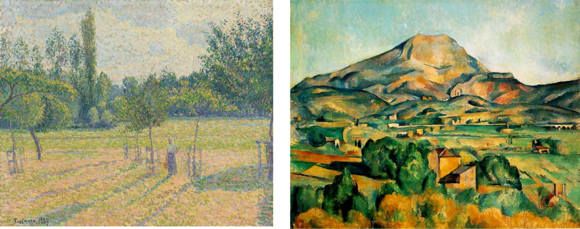 Late Afternoon in our Meadow - Camille Pissarro & Mont Sainte-Victoire - Paul Cezanne 