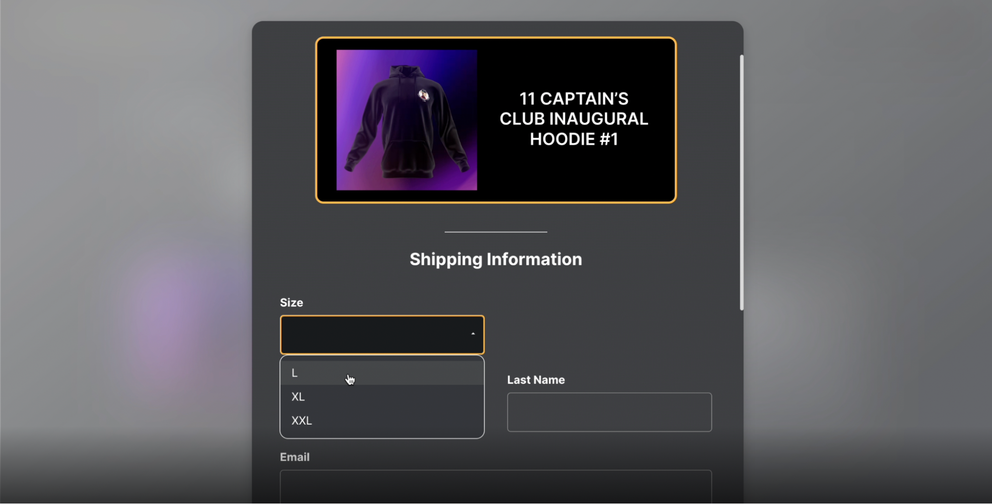 Redemption Modal for the 11 Hoodie