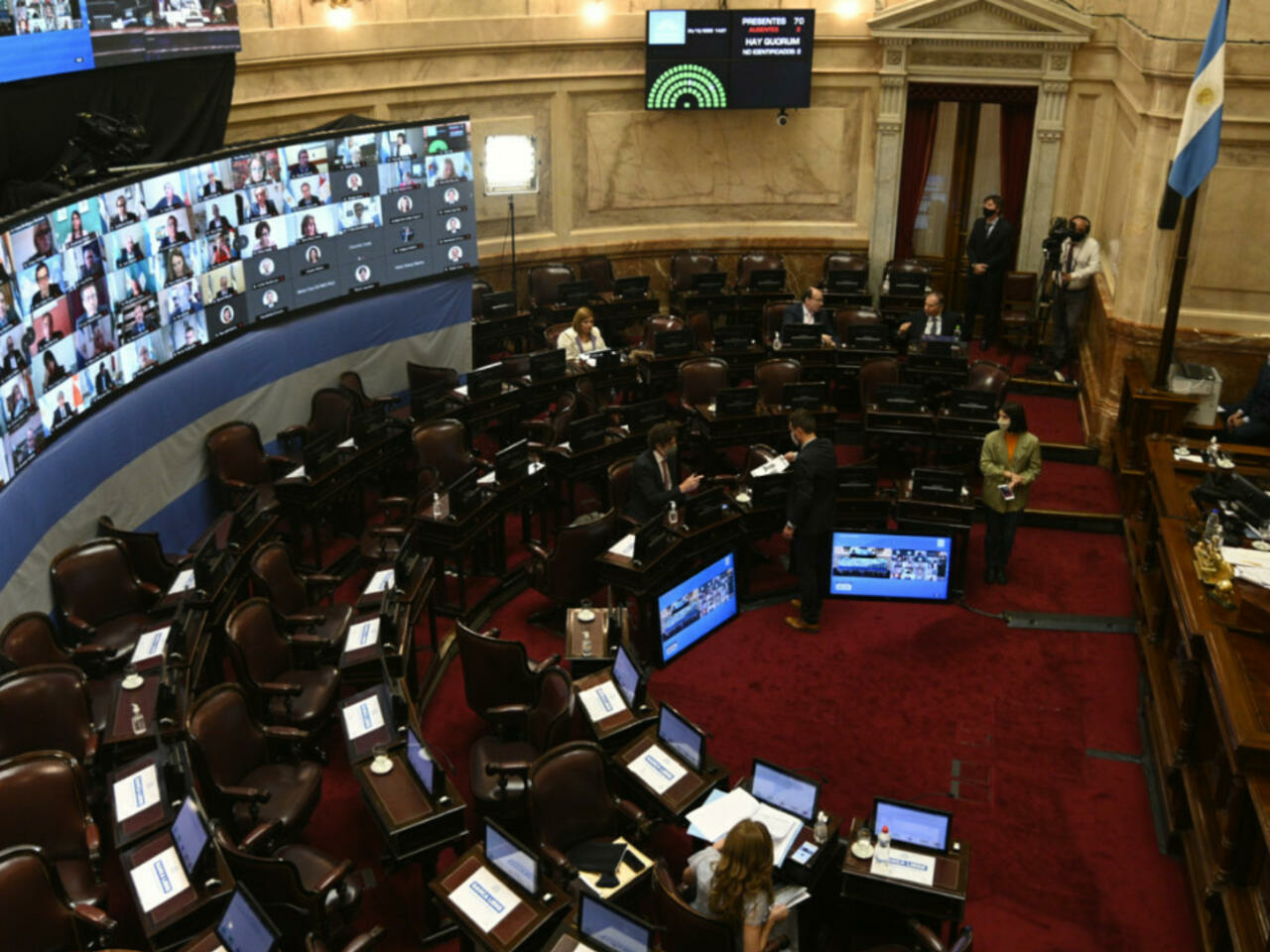 Remote sessions in the Argentinian parliament using live communications over the internet. Zoom (45%), a private proprietary and closed source software is the most used communication tool in parliaments