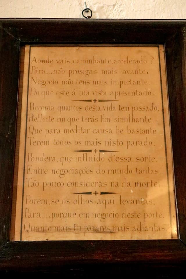 Poem about Existence at the entrance of the Chapel