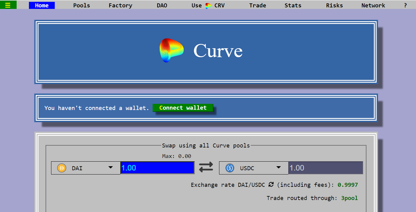 Curve.fi UI Design