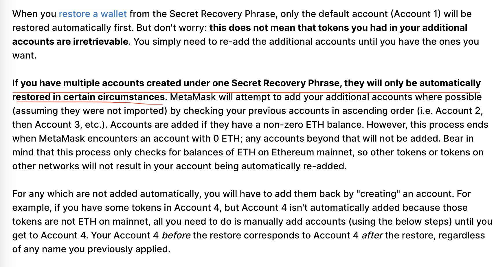 来源：https://metamask.zendesk.com/hc/en-us/articles/360015489271-How-to-add-missing-accounts-after-restoring-with-Secret-Recovery-Phrase