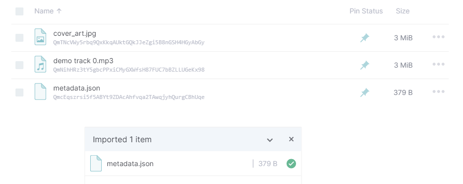 metadata.json file added to IPFS node