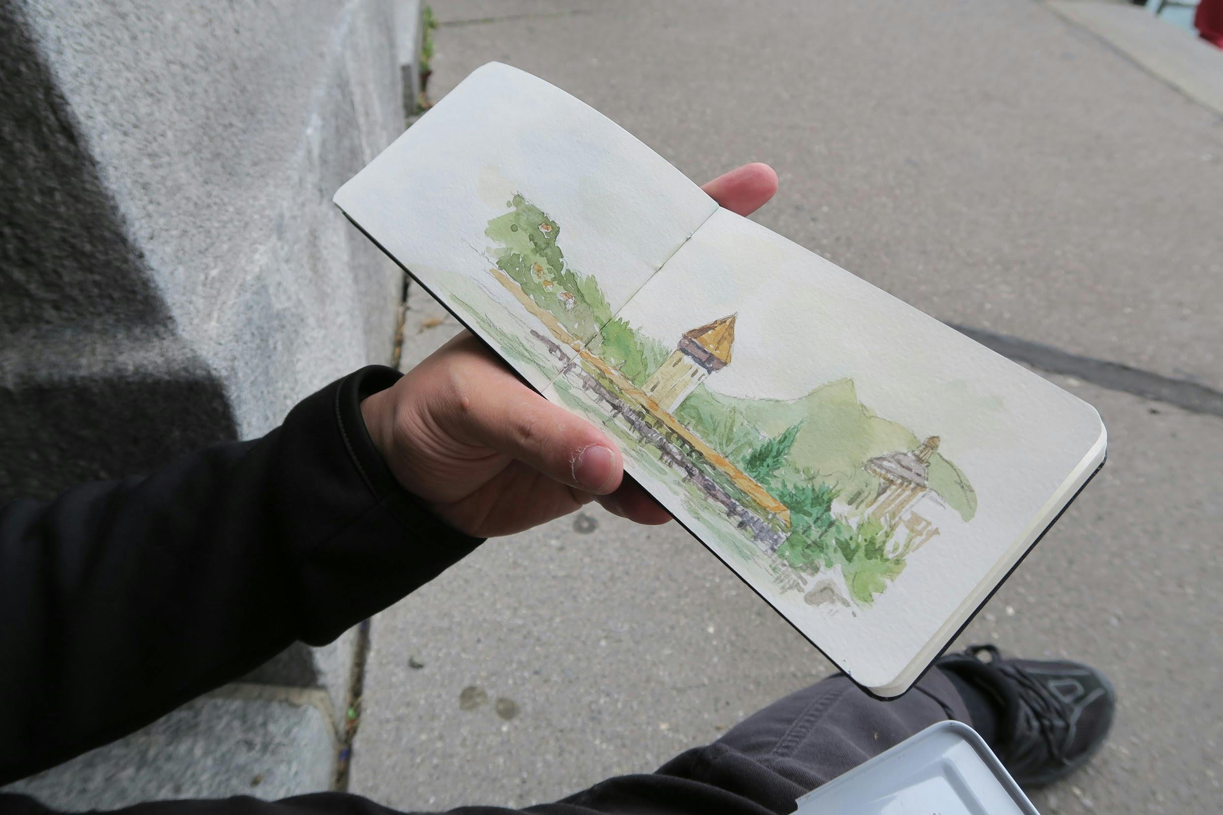 Watercolor sketch by Aluan (courtesy of the artist)