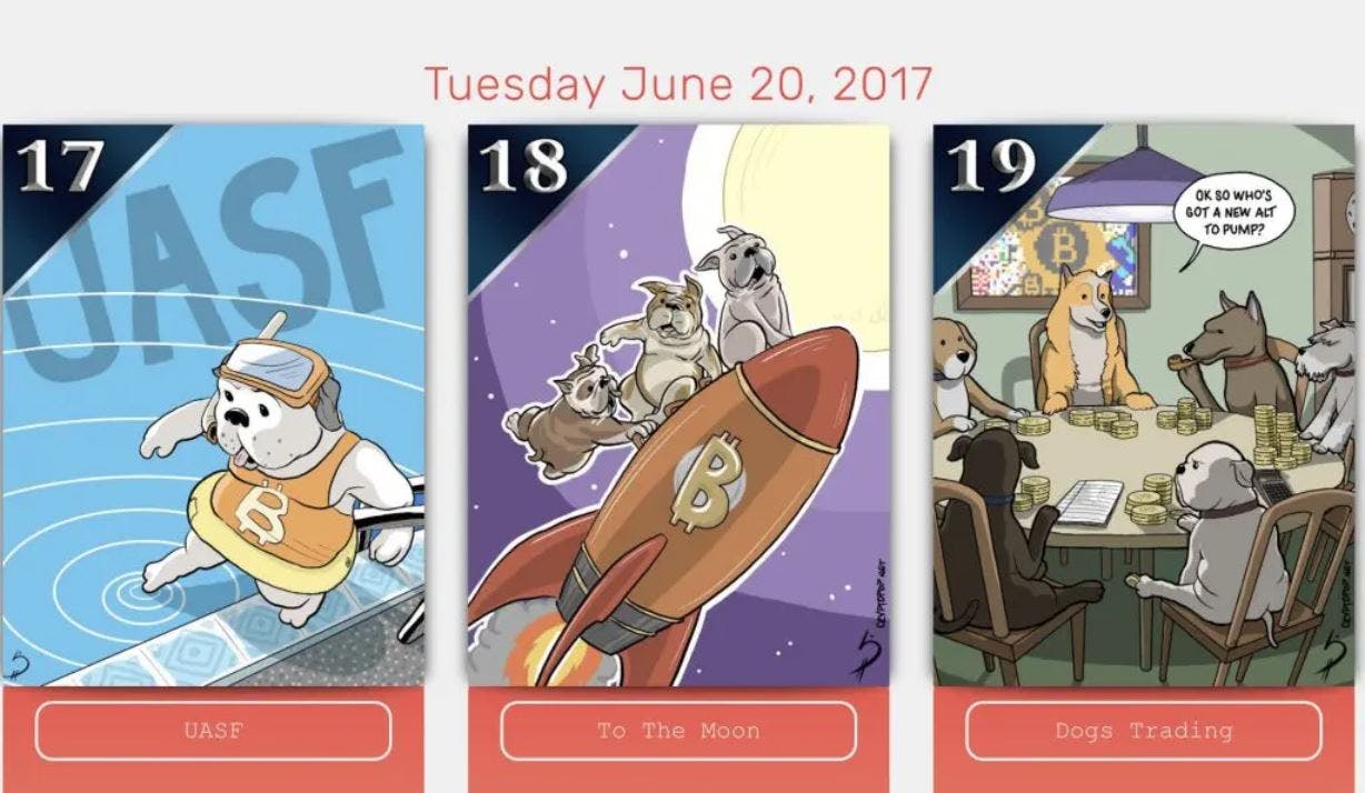Cards by Filipino artist Cryptopop released on a New Card Tuesday, 2017.