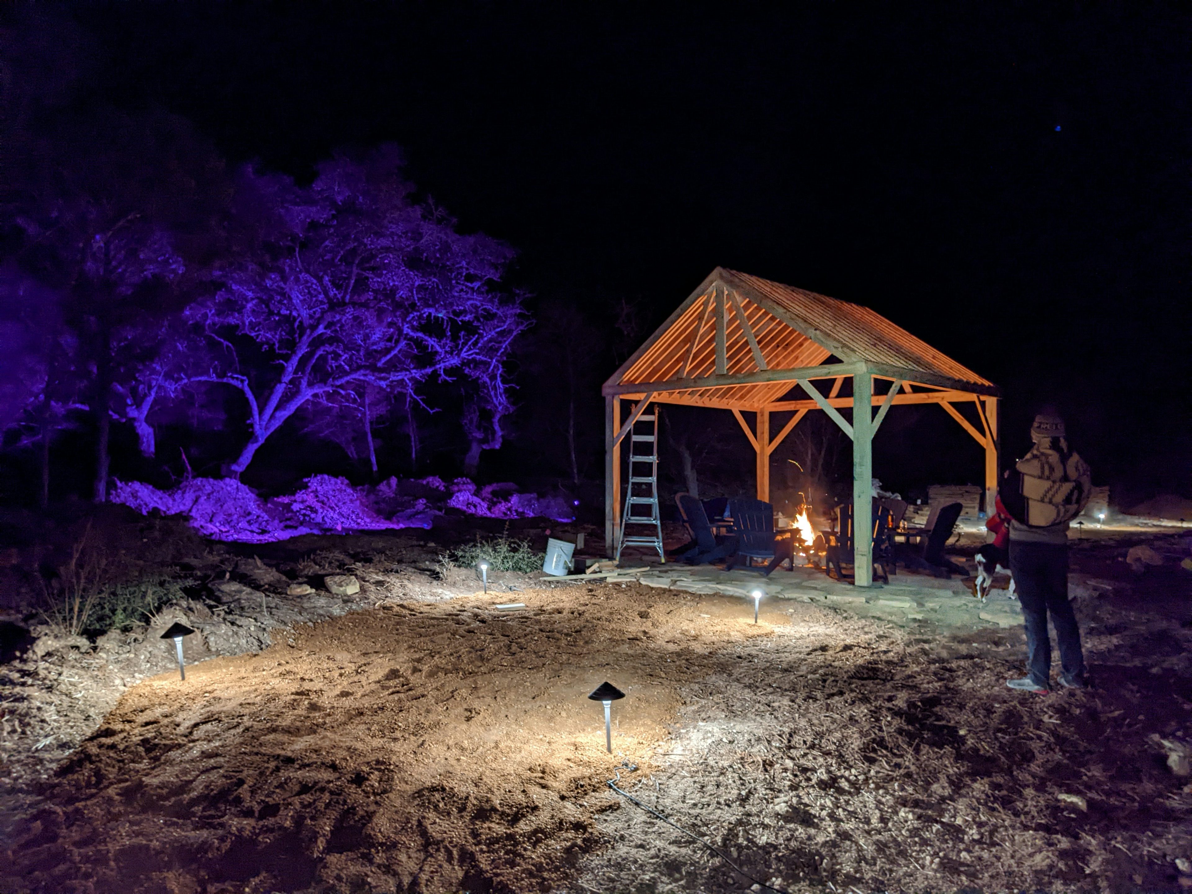 All the wood and lights we arranged