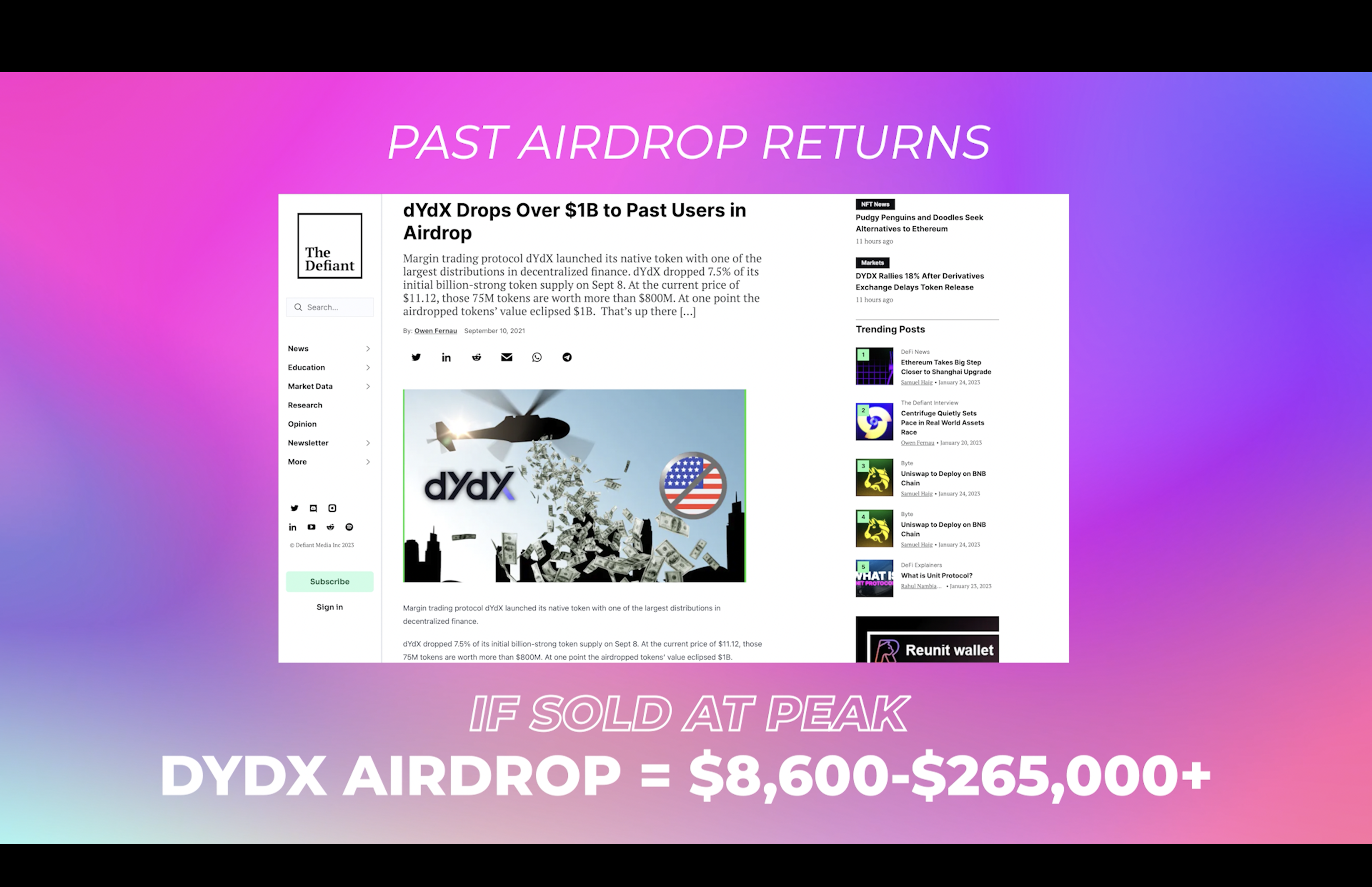 The dYdX airdrop was one of the biggest in history
