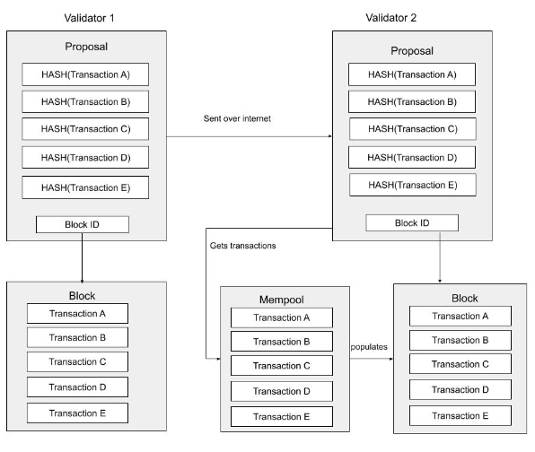 Block Proposal with Transaction identifiers