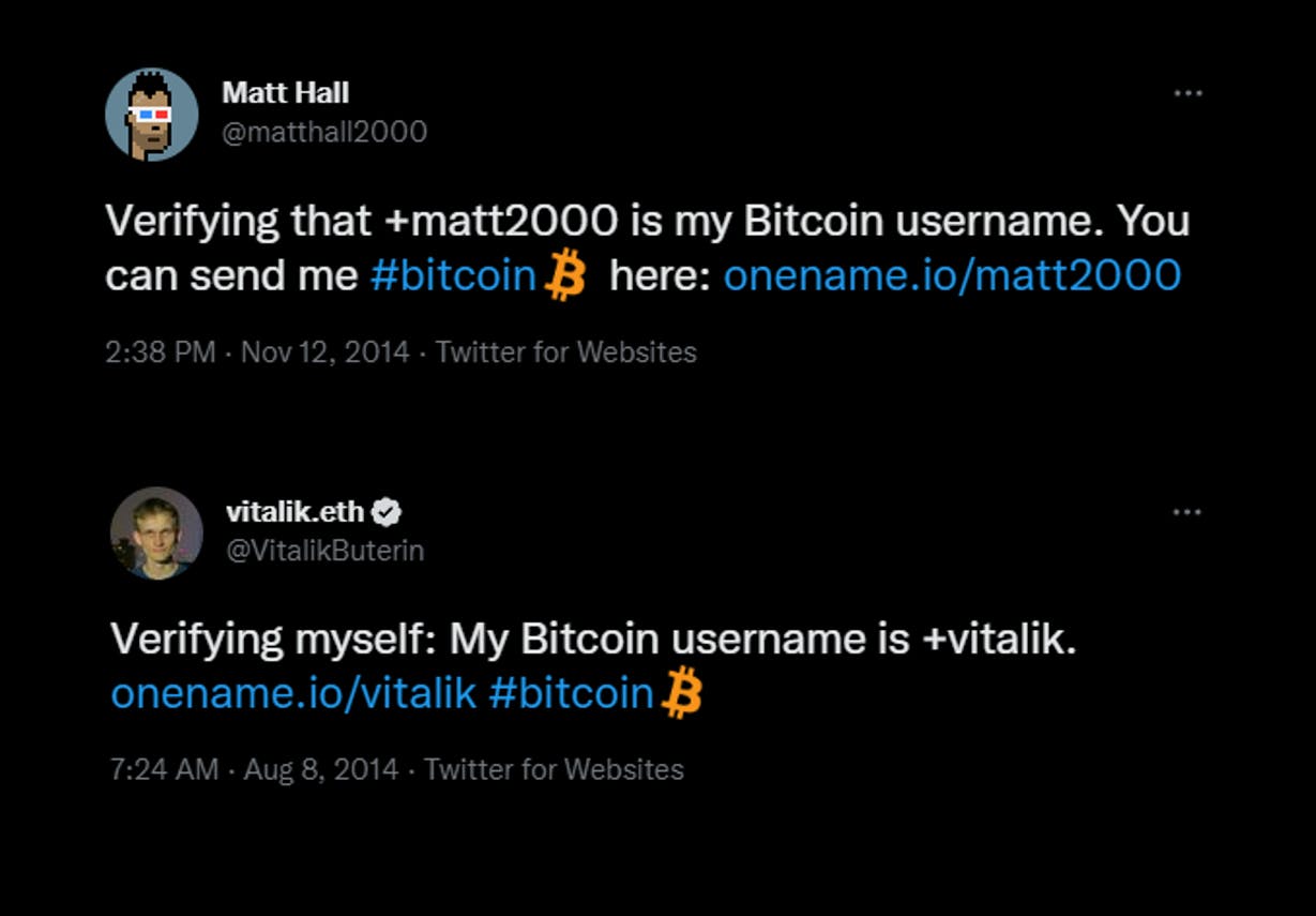 Matt Hall & Vitalik Buterin - OneName Account