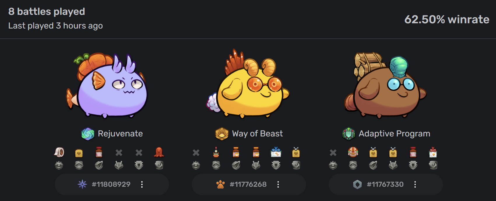 Example of Perch team (screenshot from axies.io)