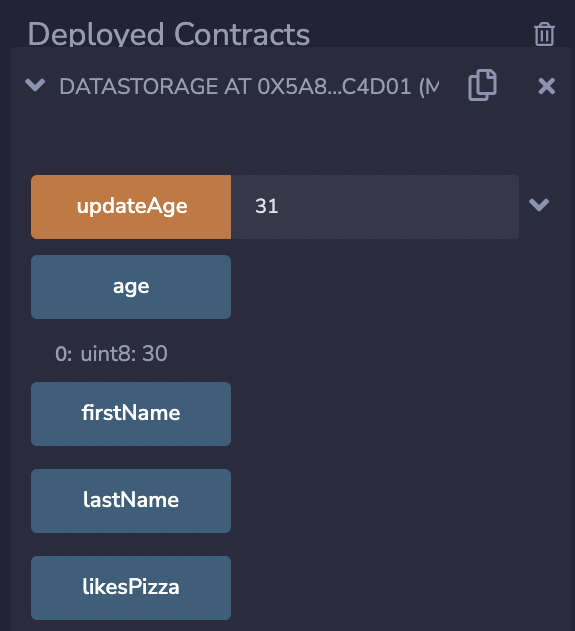 We can assign a new value to age using the updateAge function.