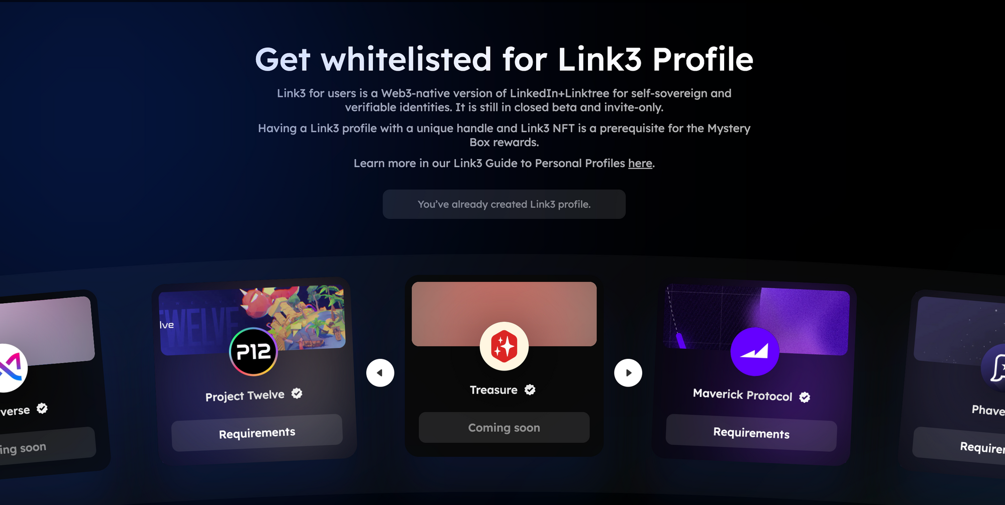 Link3 Personal Profile access whitelisting campaigns