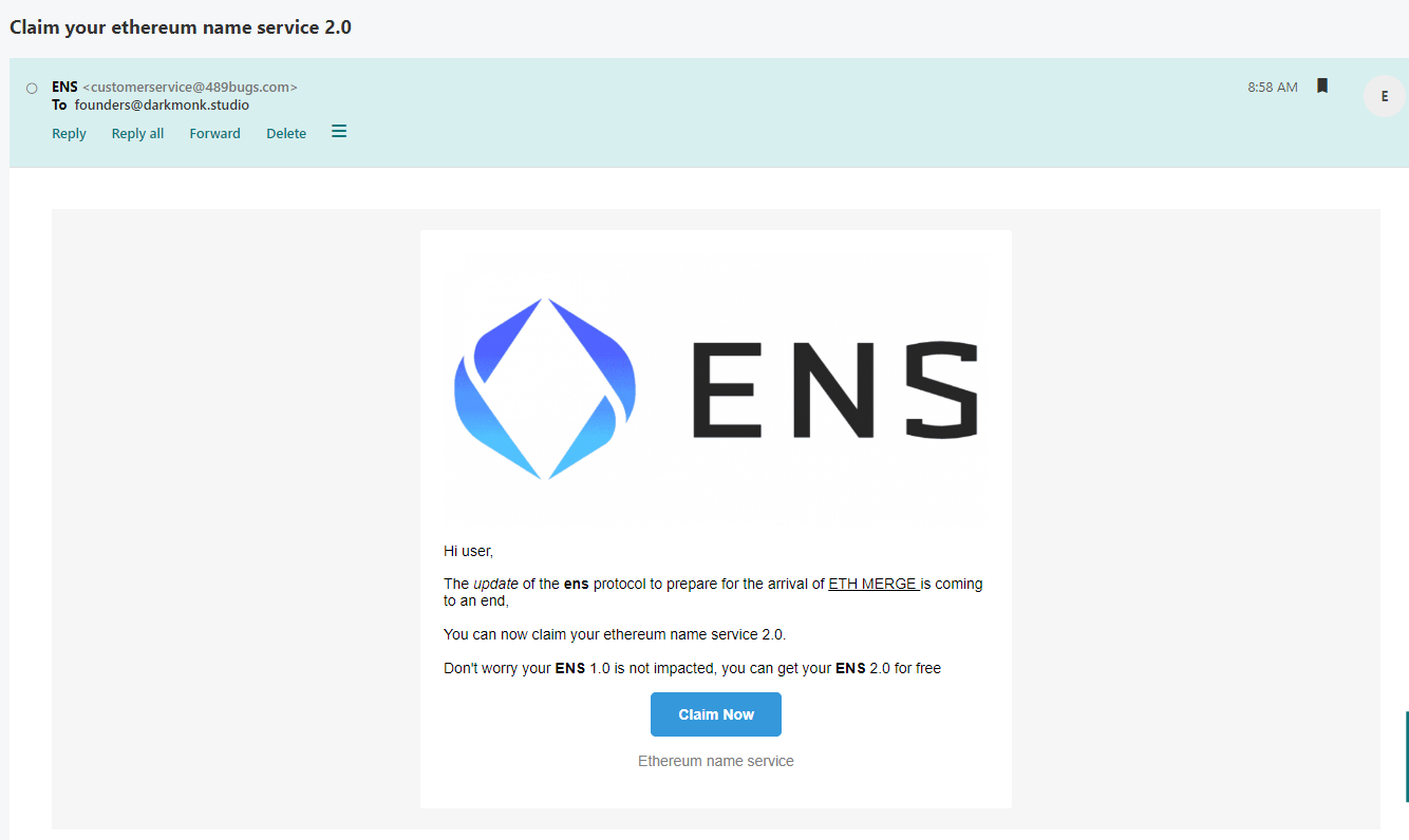 ENS v2 Phishing Scam