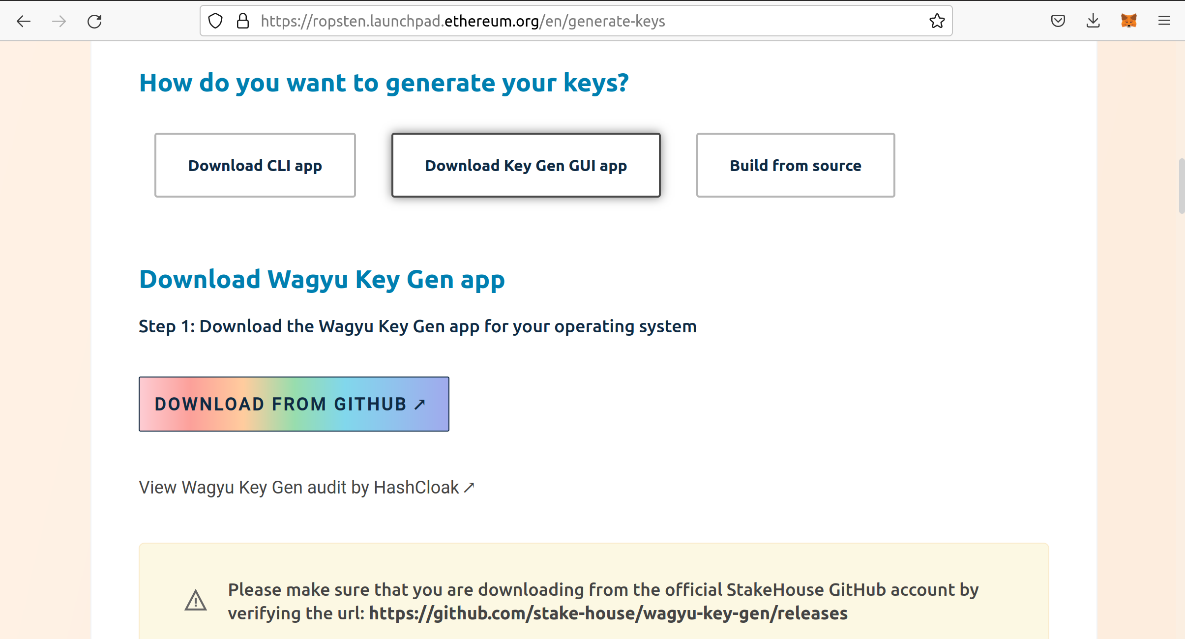 Choose the Download Key Gen GUI app option