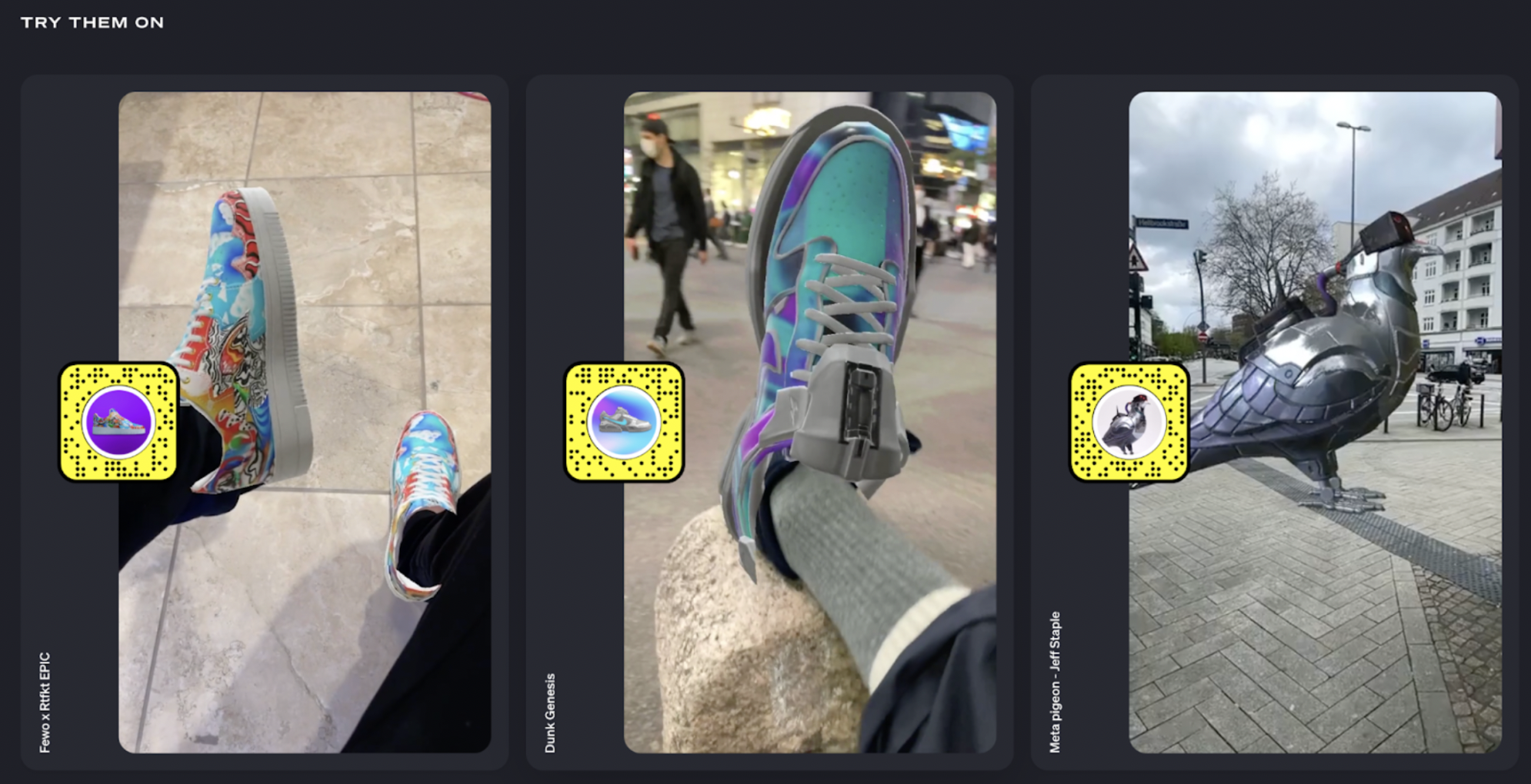 RTFKT Sneakers and Robot Pigeon Snapchat Filters