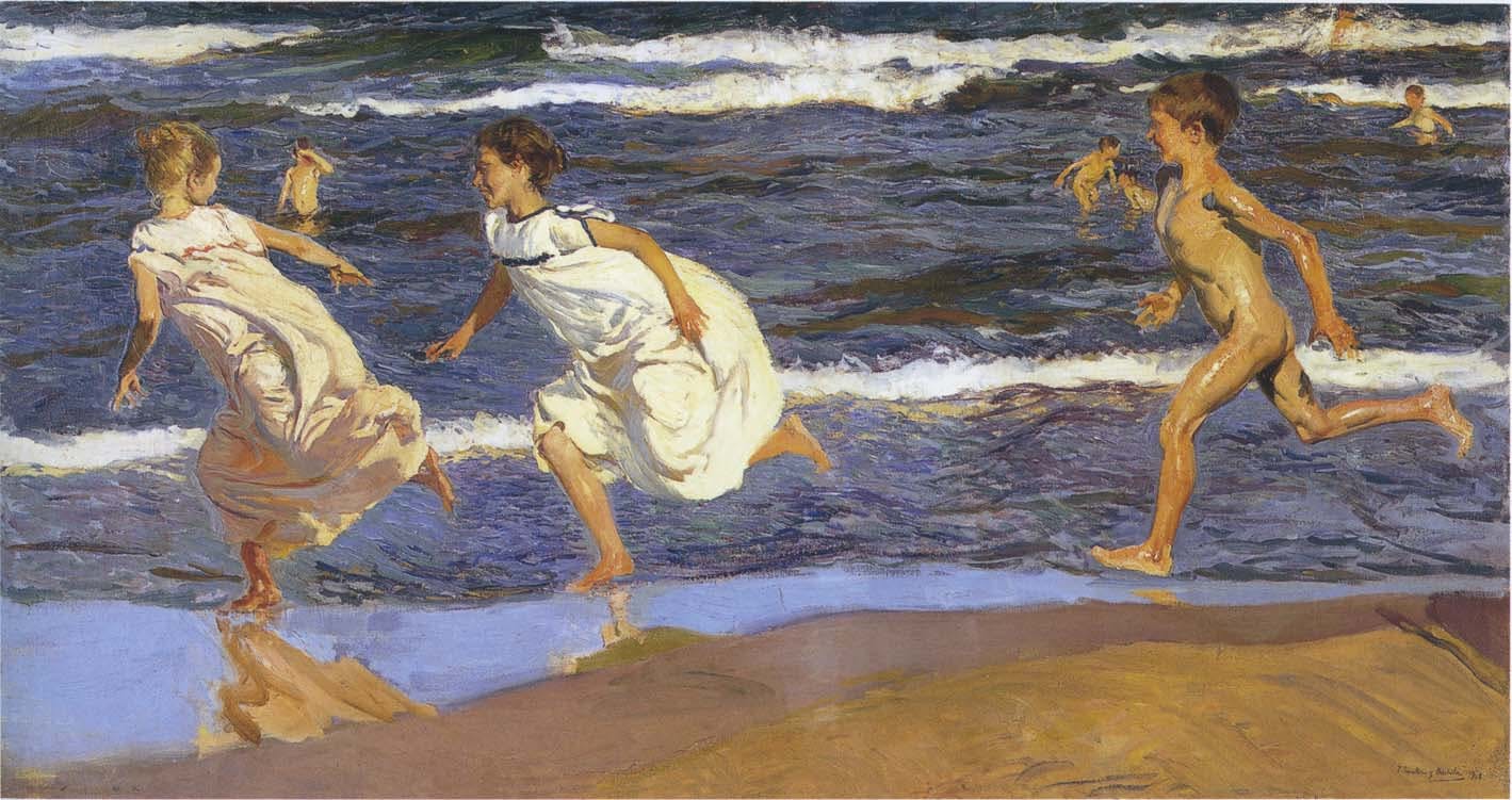 Running along the Beach - 1908 - Joaquin Sorolla y Bastida 
