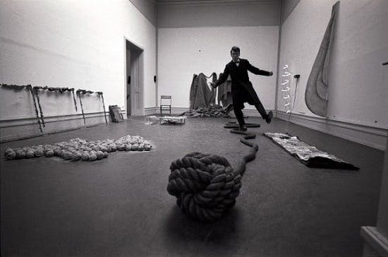 Mario Merz, Robert Morris, Barry Flanagan, and Bruce Nauman, When Attitudes Become Form at Kunsthalle Bern, 1969. Courtesy Contemporary Art Daily
