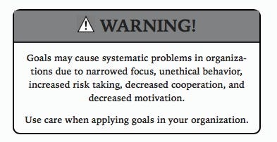 A goals ‘warning label’ from Harvard Business School paper “Goals Gone Wild”