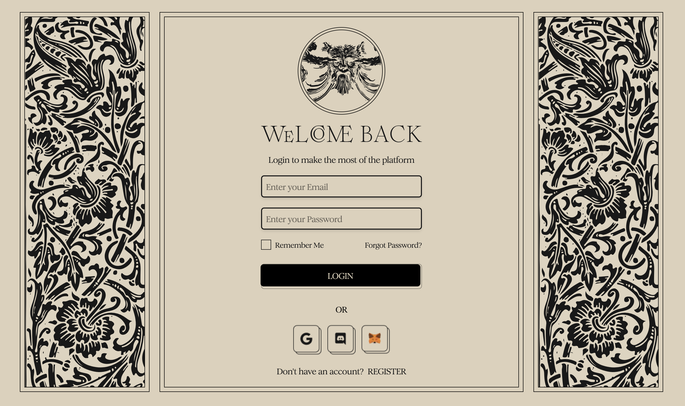 The login page for Blockbook
