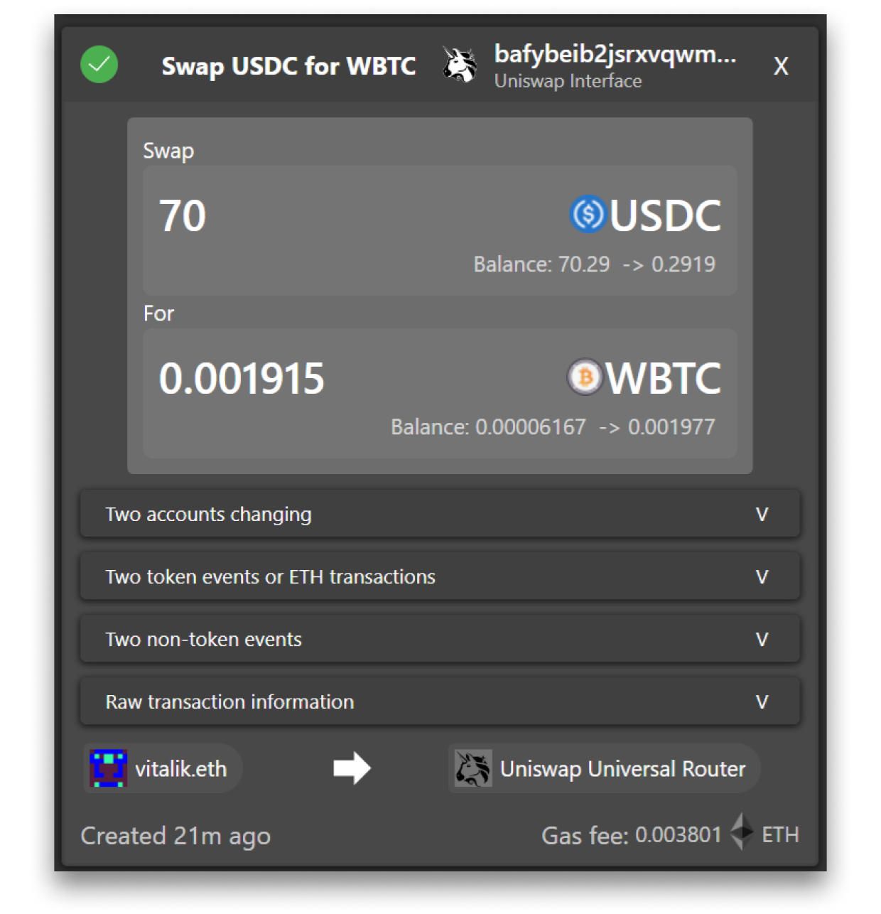 Uniswap transaction simulation