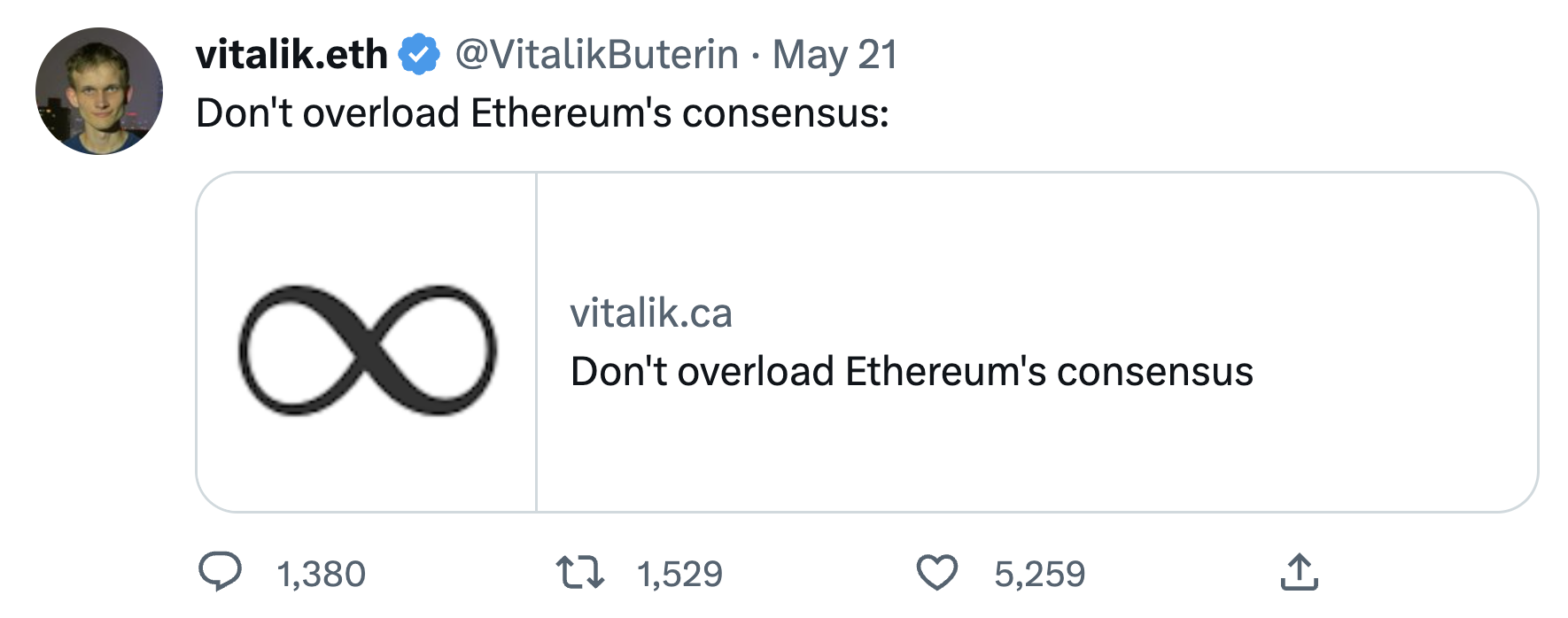 Vitalik's May 21 tweet
