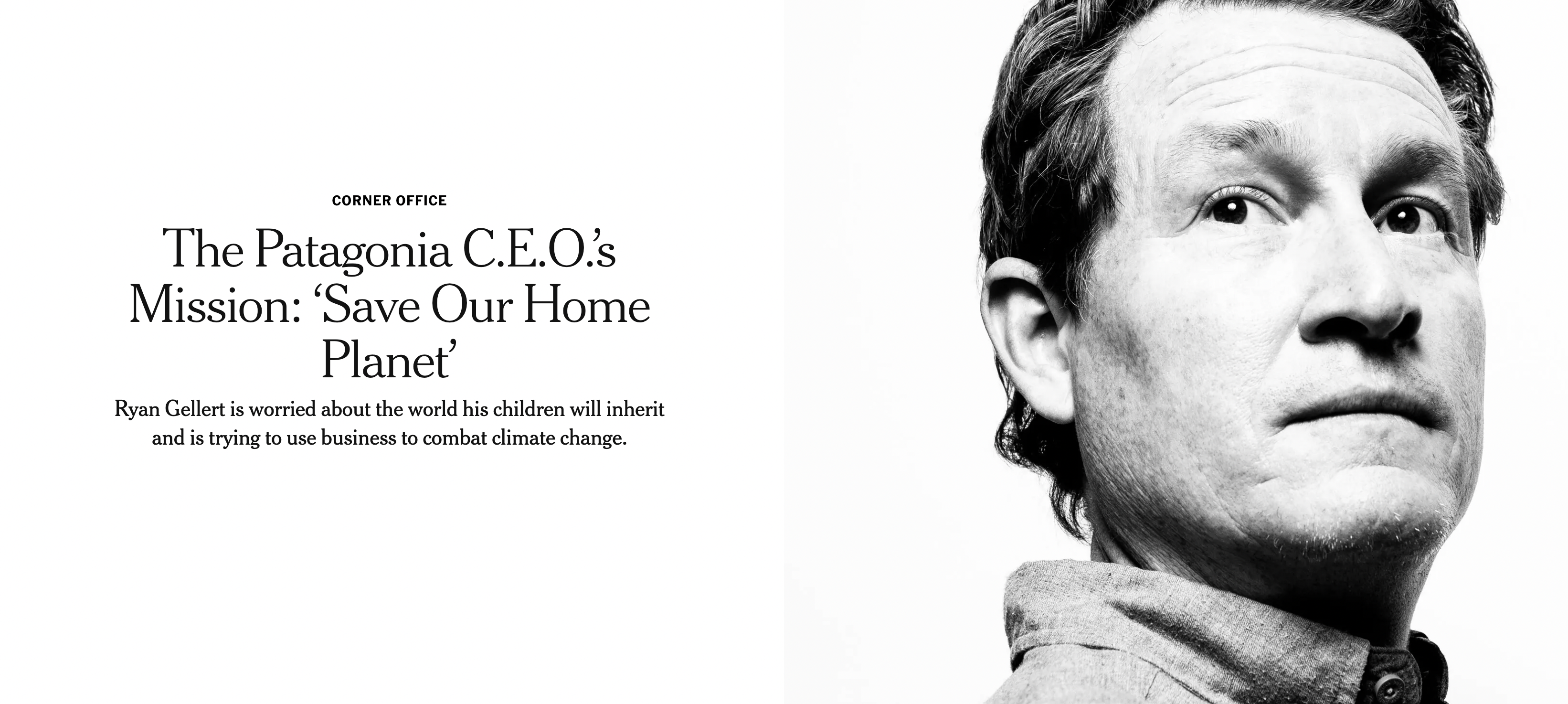 David Gelles, “The Patagonia C.E.O.’s Mission: ‘Save Our Home Planet,’” New York Times, December 10, 2021