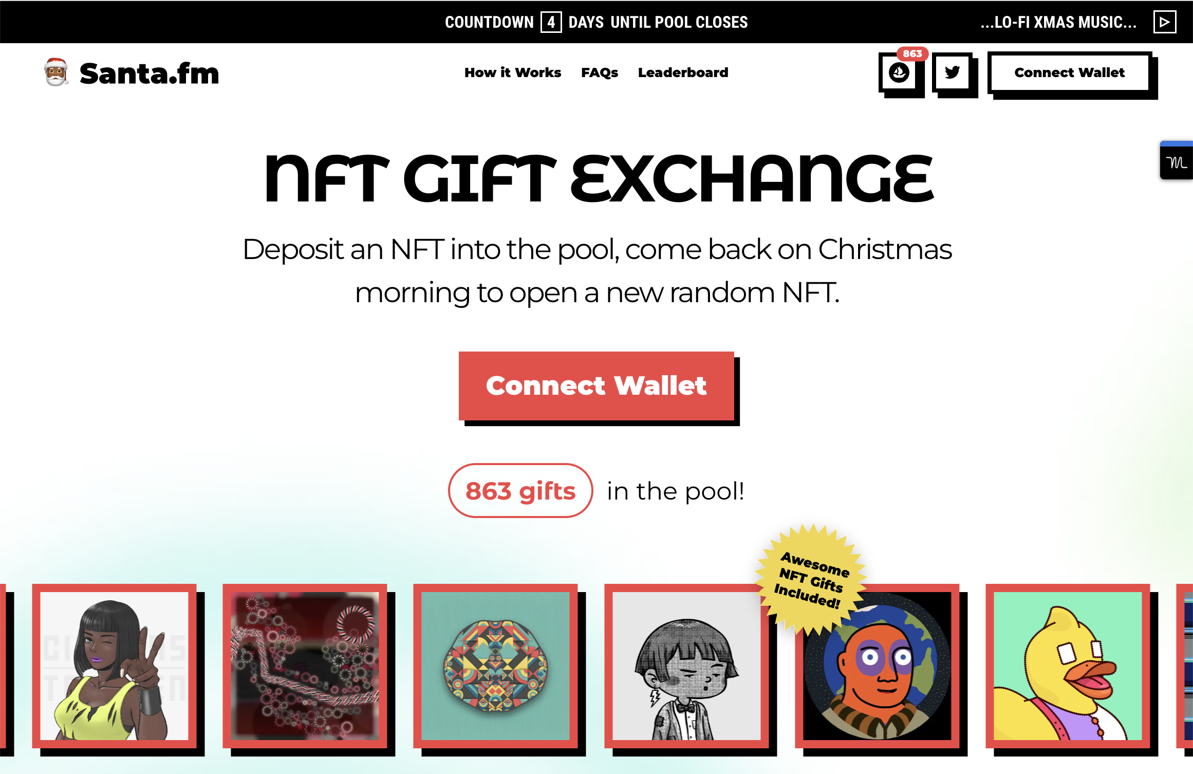 Give an NFT. Get an NFT. Then come back on Christmas day for a random gift.