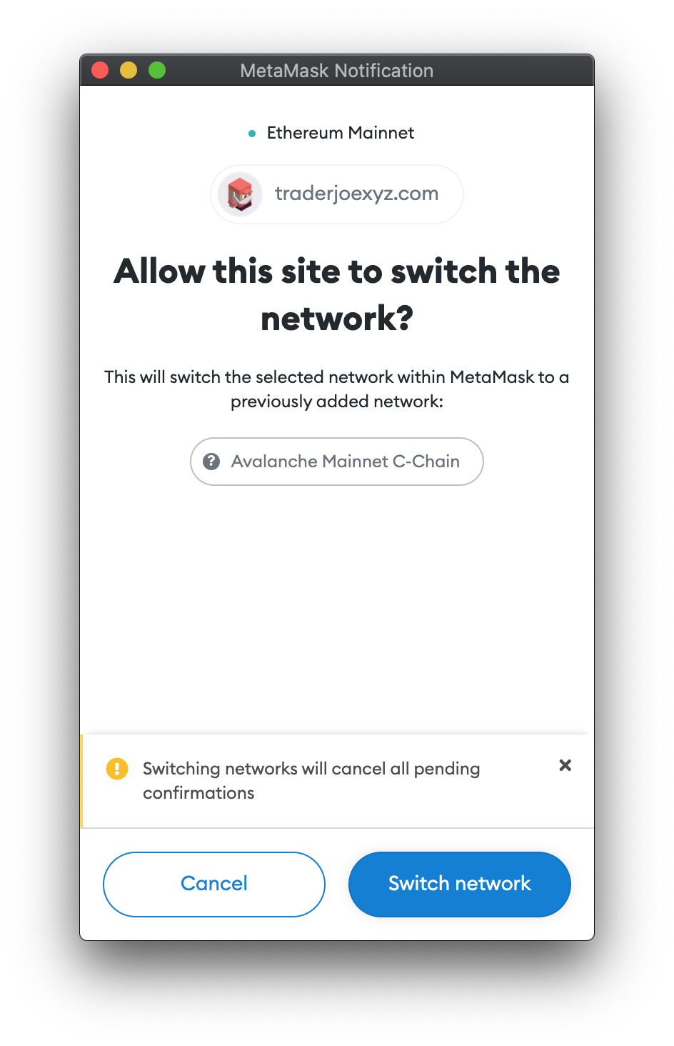Switch Network to Avalanche C-Chain