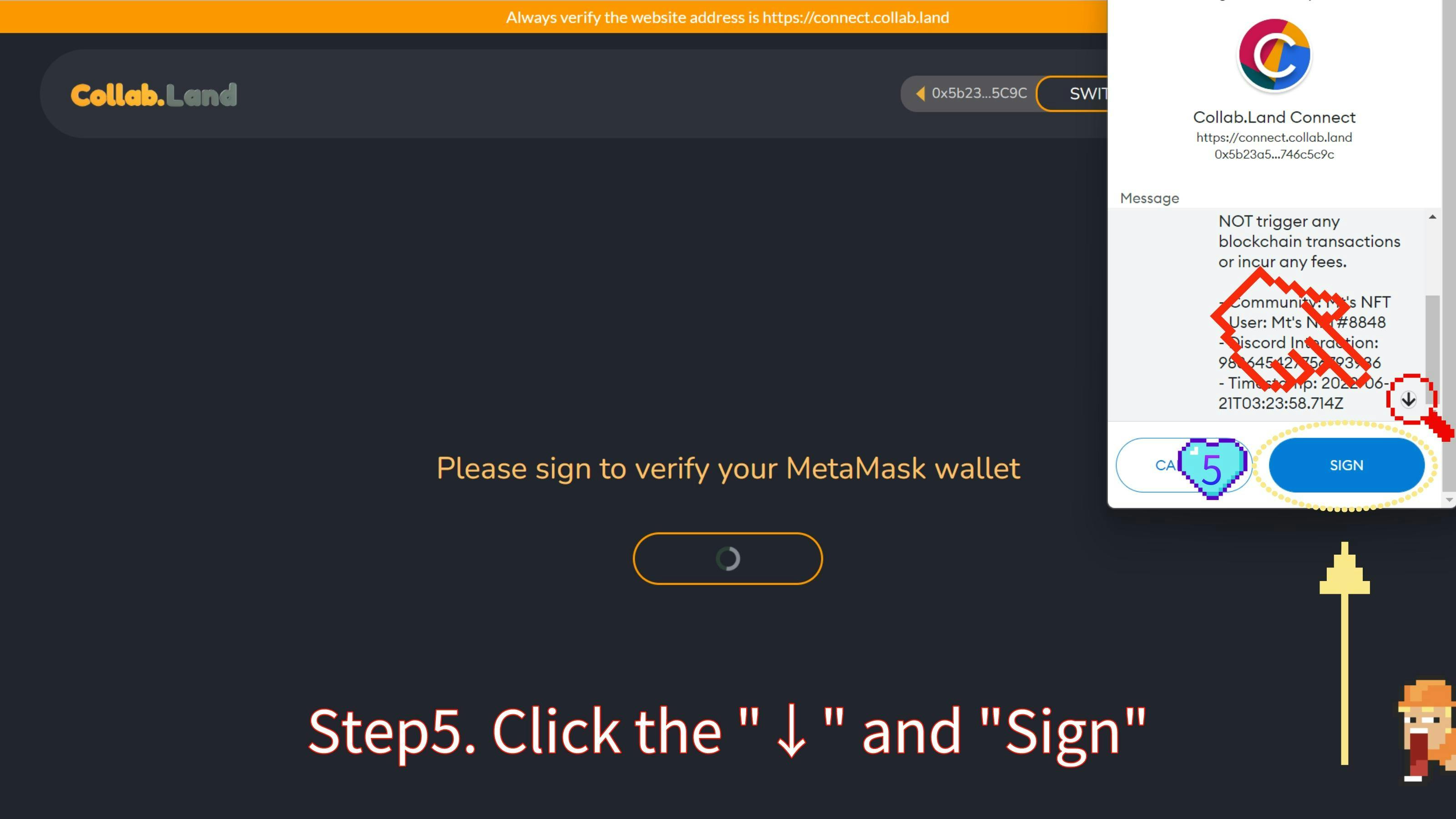 Click "↓" and "Sign"