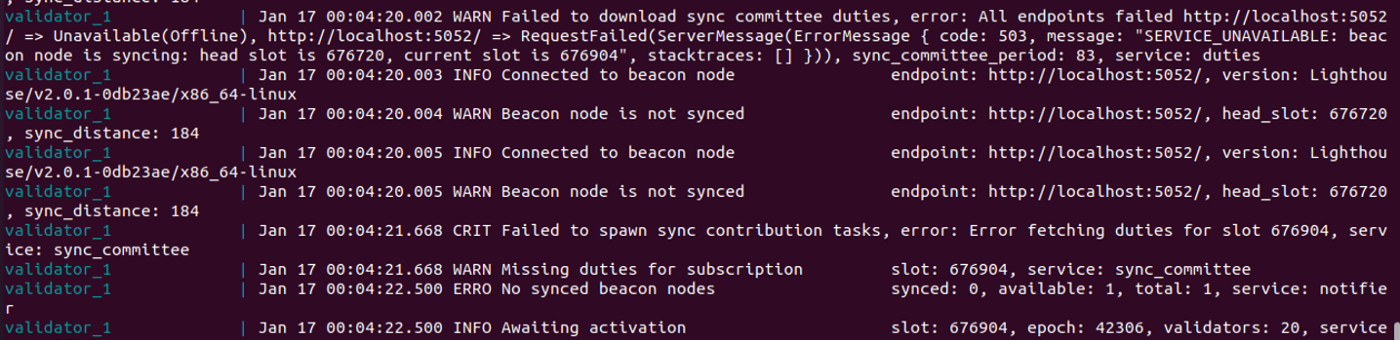 Validator Node, While waiting for the Beacon Node to Sync